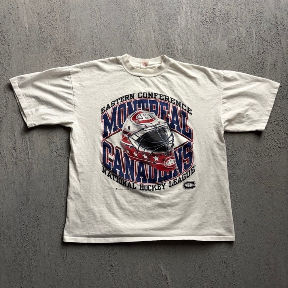 Vintage Montreal Canadiens XL White 1990s NHL Hockey Bulletin Athletic